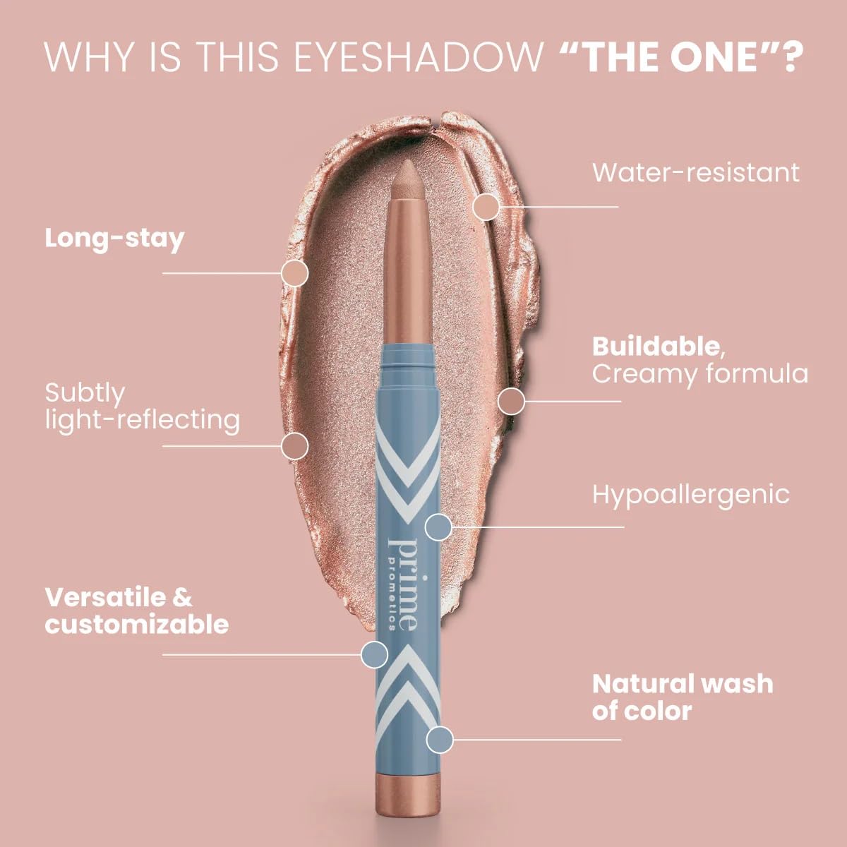 PRIME PROMETICS creamy texture swatch on skin showing buildable radiance