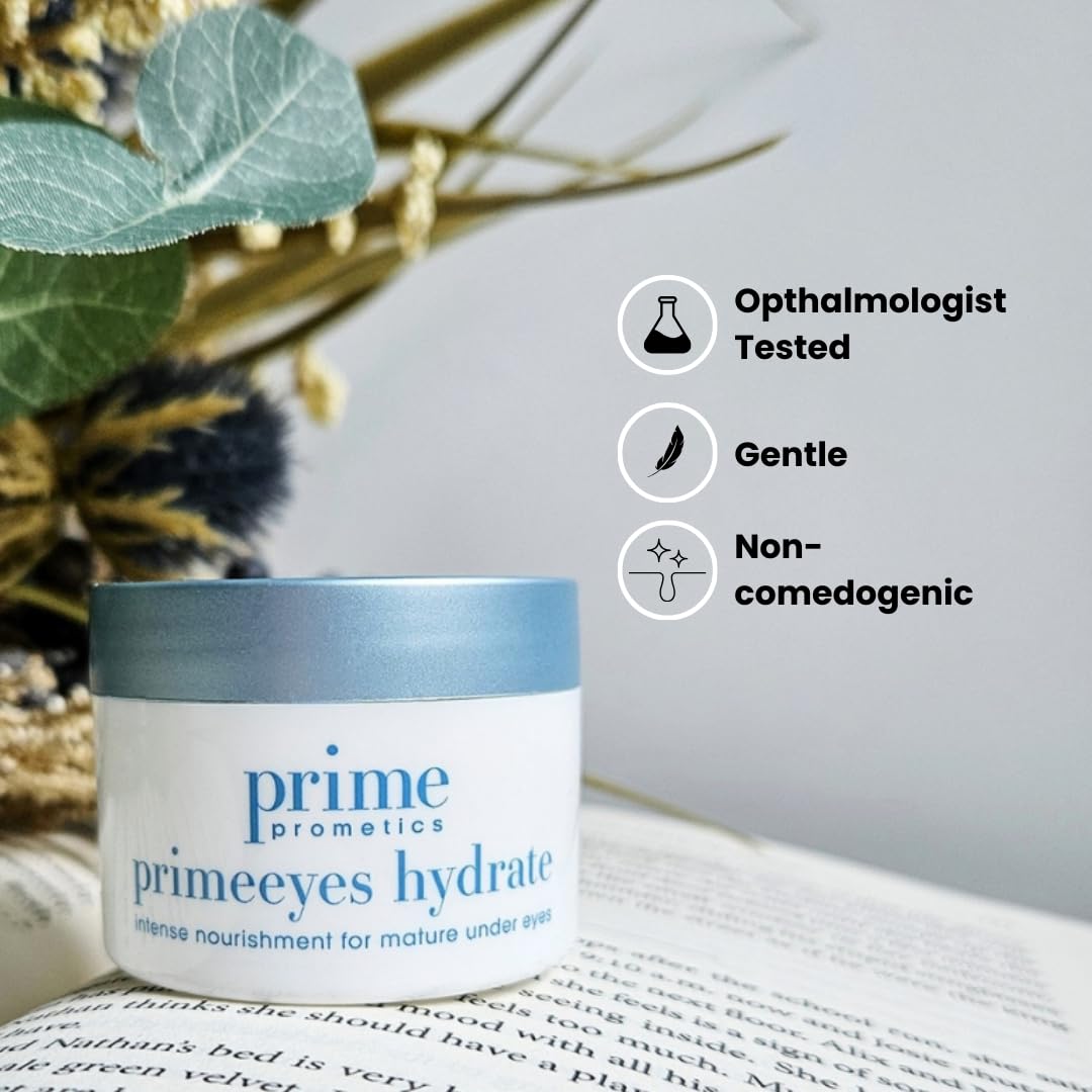 PRIME PROMETICS PrimeEyes jar beside concealer illustrating layered routine benefit