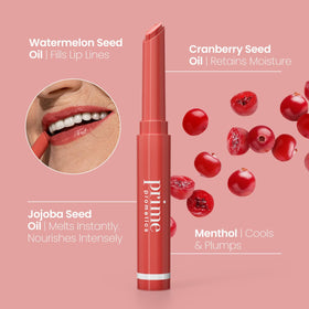 prime promotics applied on lips in lifestyle setting showing natural glossy finish benefit
