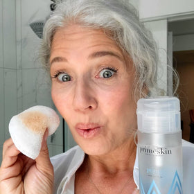 PRIME PROMETICS application on closed eye gently removing makeup