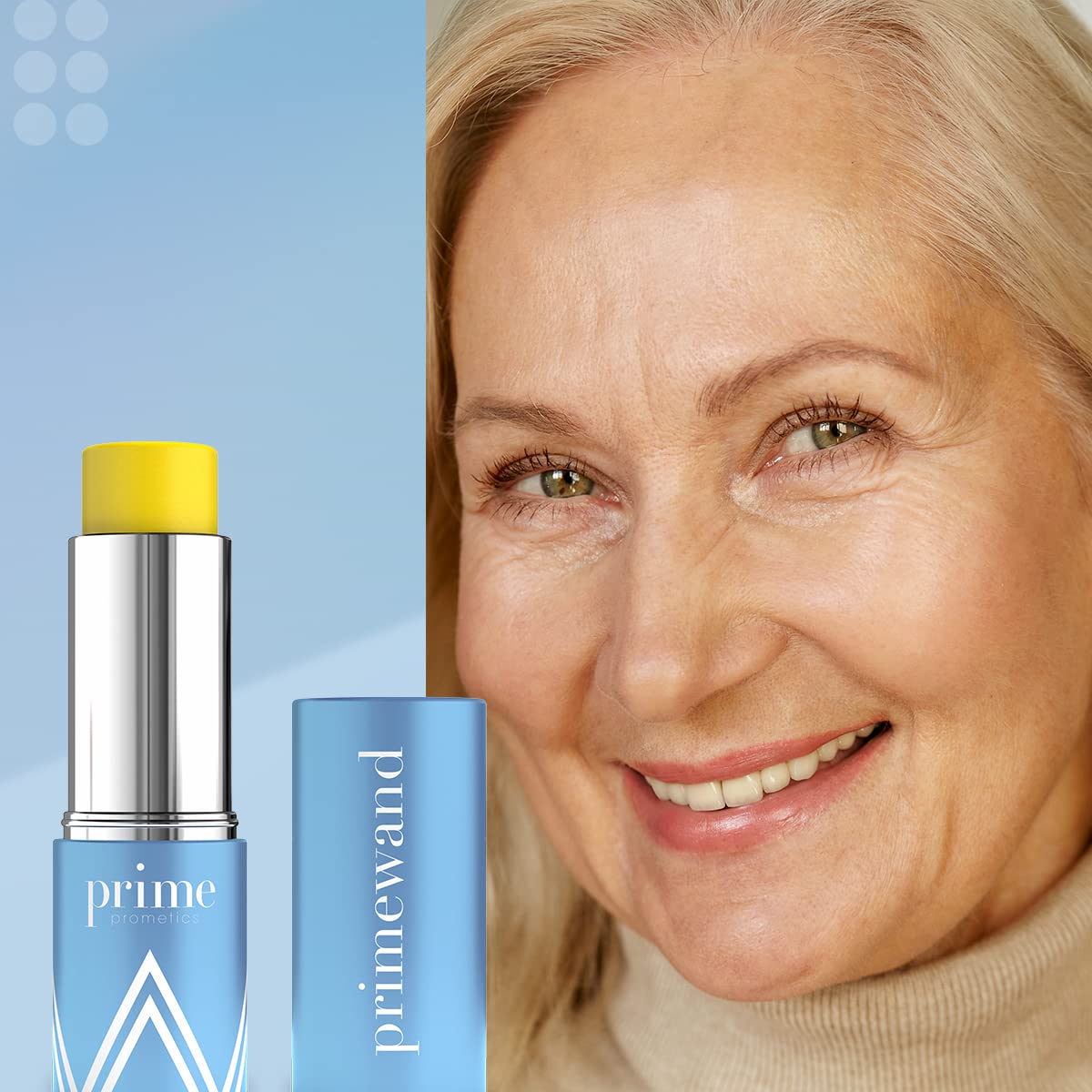 Prime Prometics applying stick to cheek for instant silky hydration and priming