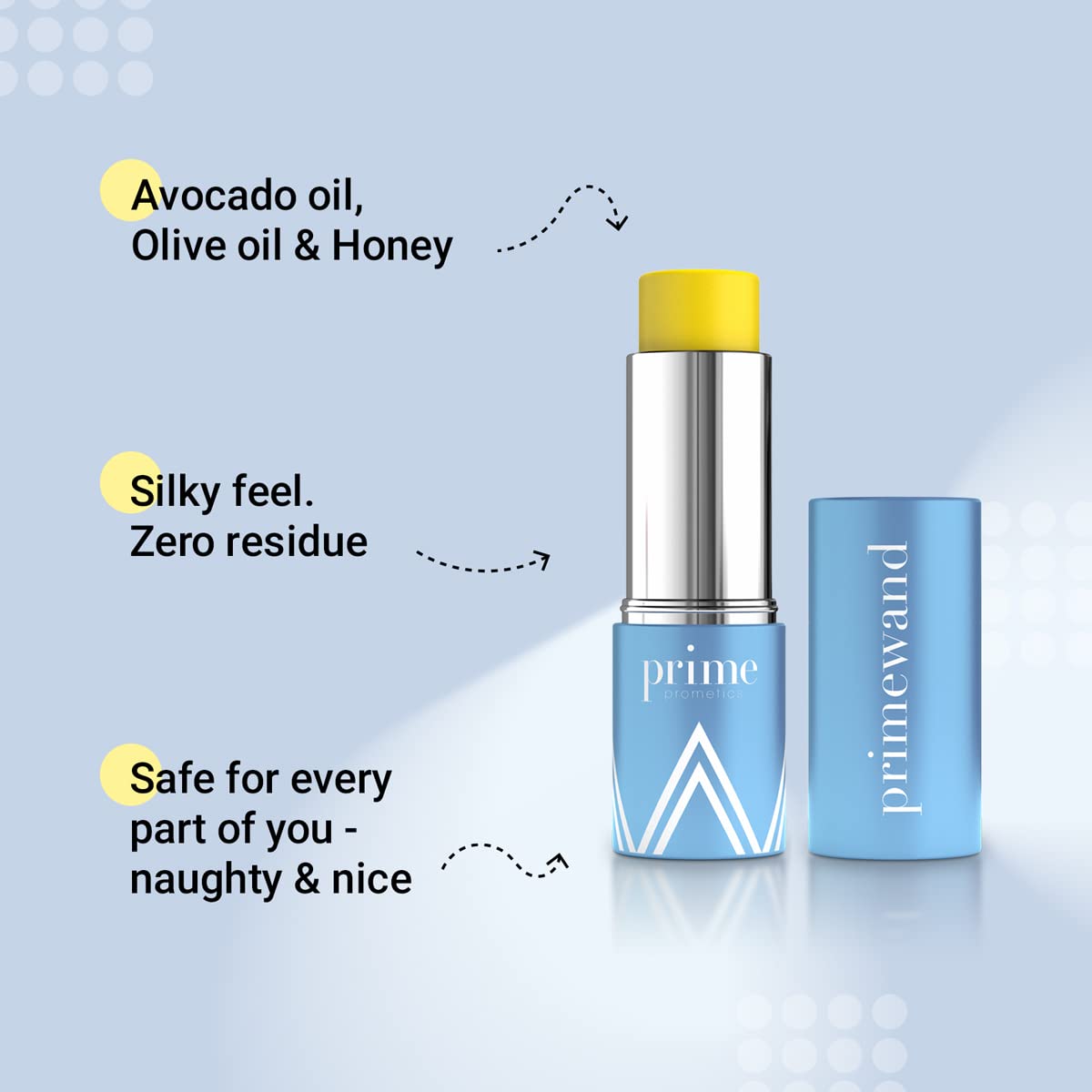 Prime Prometics close-up of creamy stick texture demonstrating smooth glide