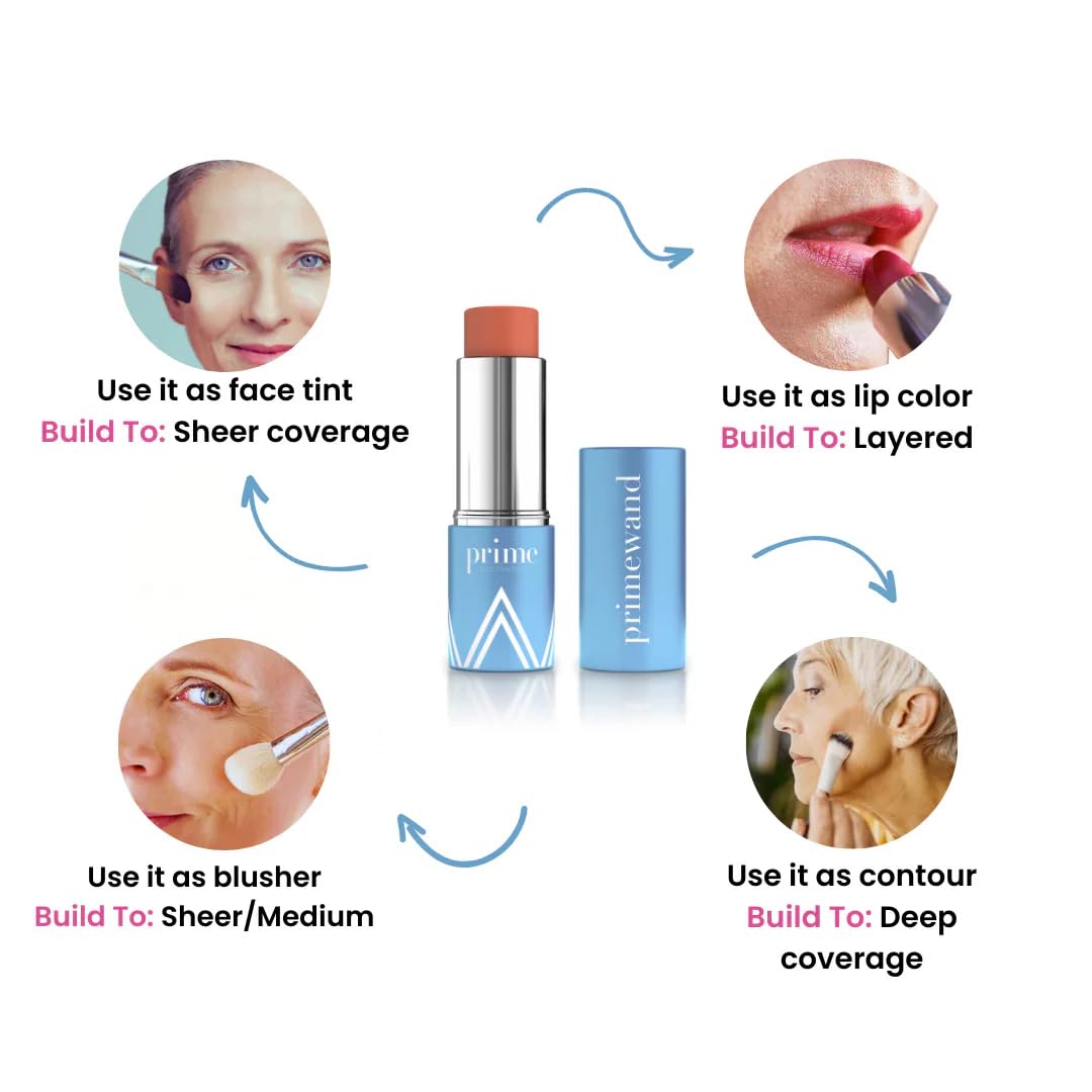Prime Prometics lip swatch on hand, shows sheer buildable color benefit