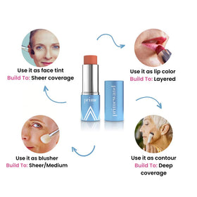 Prime Prometics lip swatch on hand, shows sheer buildable color benefit