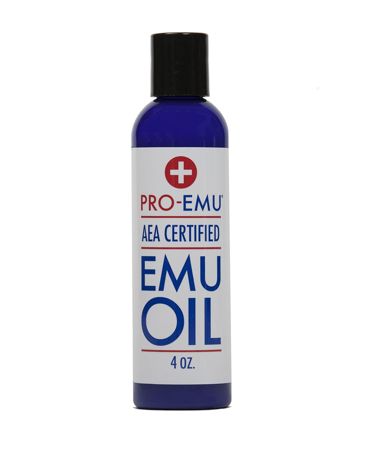 Pro Emu front bottle view showing label and pure oil benefits