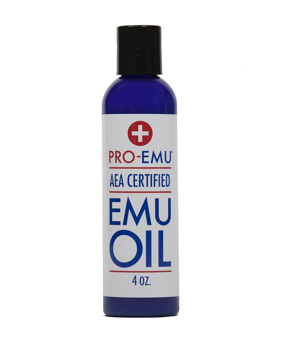 Pro Emu front bottle view showing label and pure oil benefits