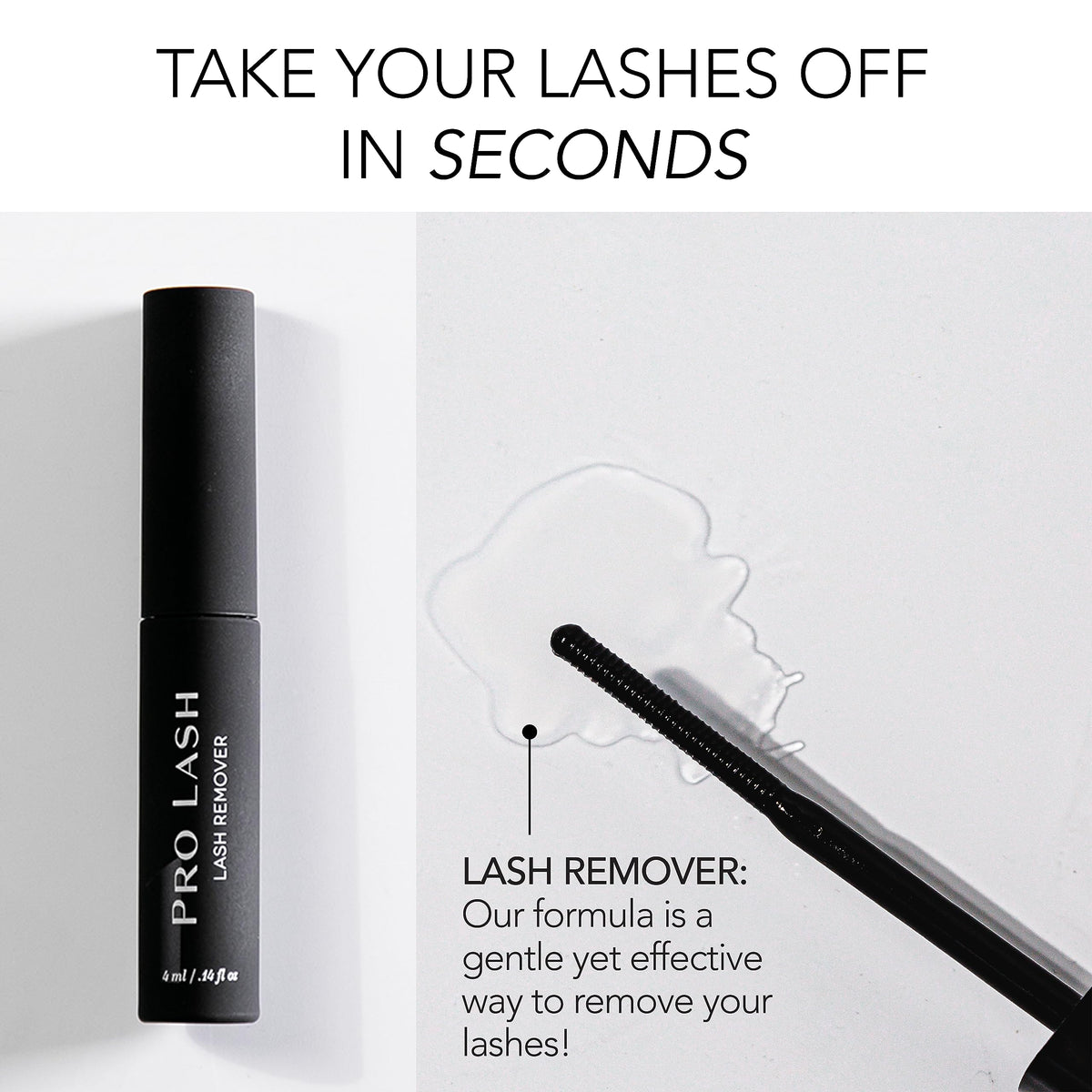 Pro Lash in use with microbrush removing false lash adhesive safely