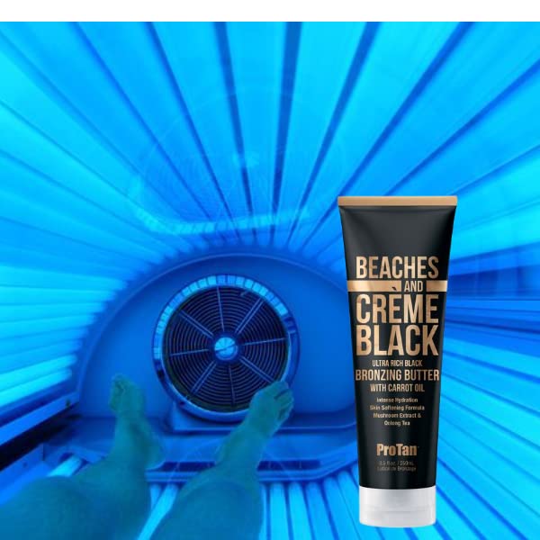 Pro Tan lifestyle image on the beach suggesting bronzed, moisturized skin