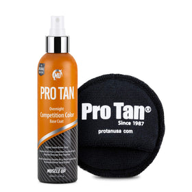 Pro Tan being applied with a mitt showing even coverage benefit
