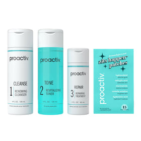 Proactiv front packaging showing complete 3-step kit and benefits