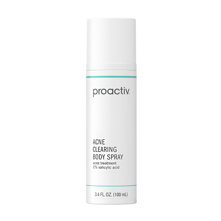 Proactiv body spray front label showing bottle and acne treatment benefit