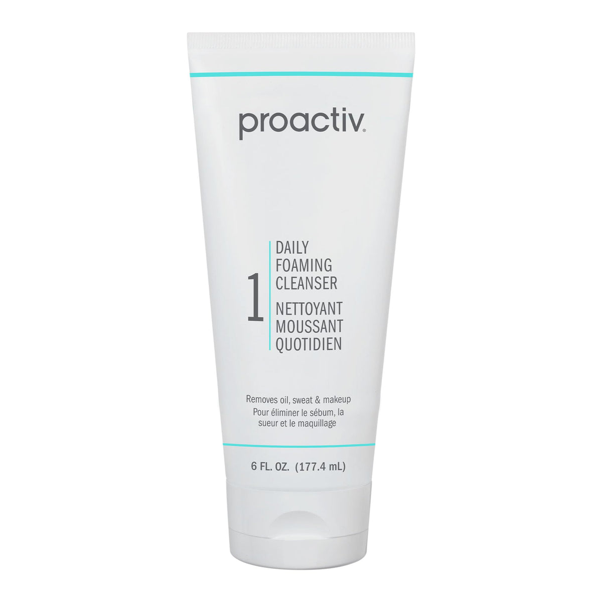 Proactiv daily foaming cleanser front packaging showing product benefits