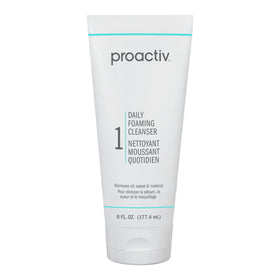 Proactiv daily foaming cleanser front packaging showing product benefits
