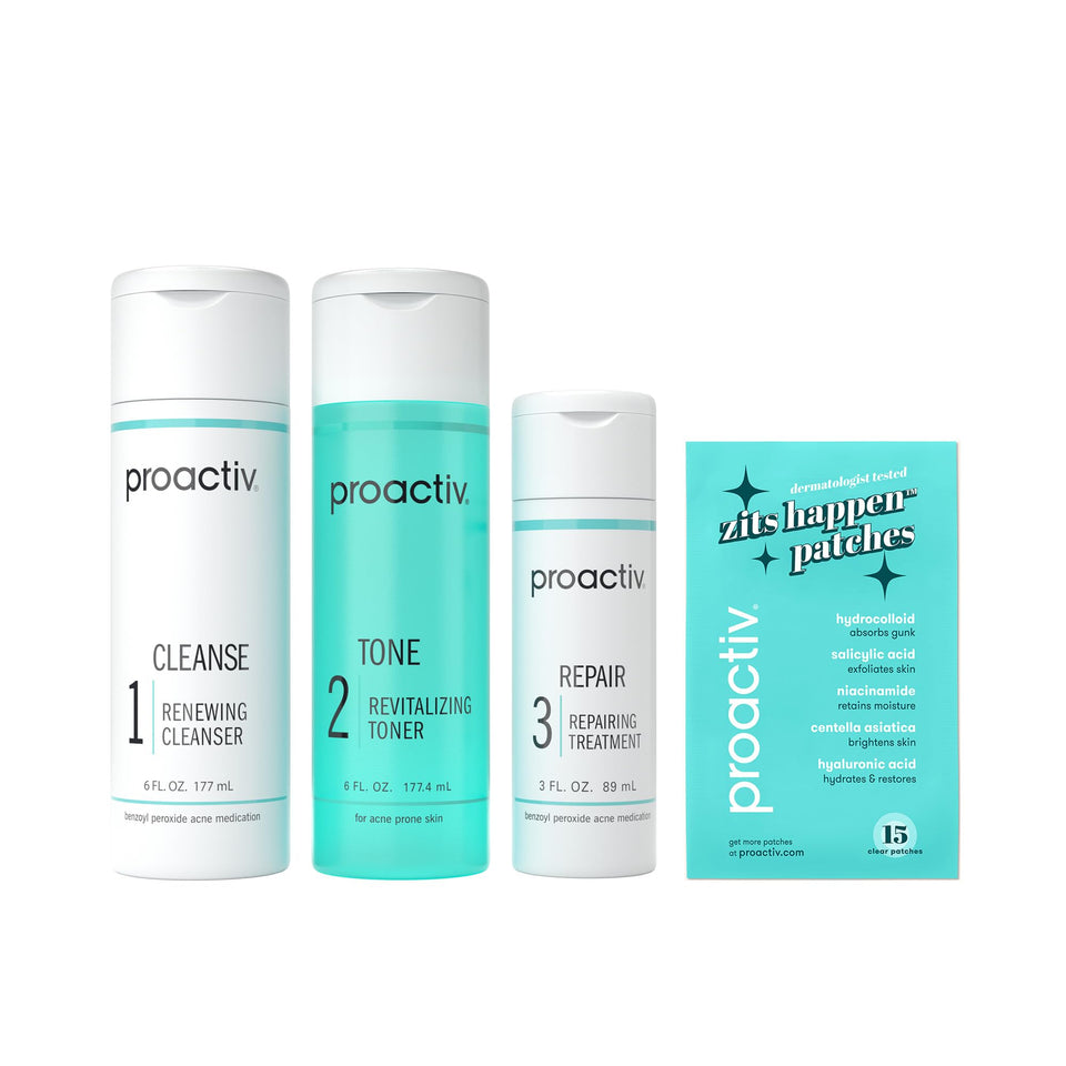 Proactiv front packaging showing 3-step kit and 90-day supply benefit clarity