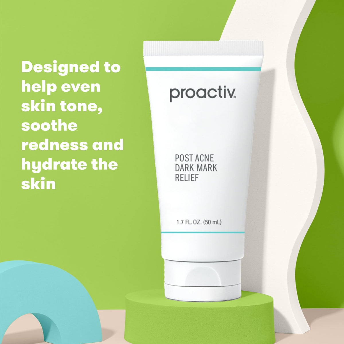 Proactiv jar on bathroom shelf indicating daily routine and tone-brightening benefit