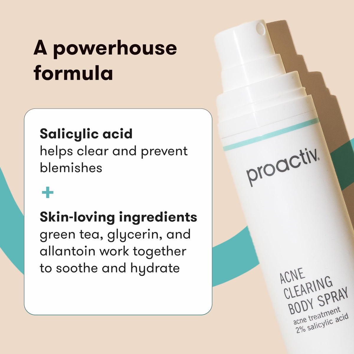 Proactiv mist being used on a back to quickly treat post-workout breakouts