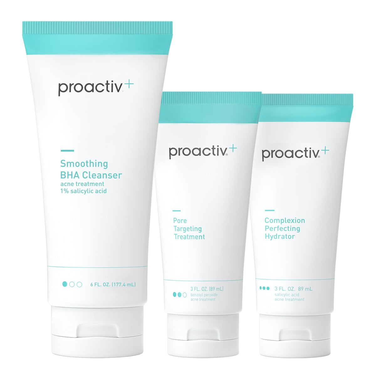 Proactiv front packaging showing full 3-step kit and benefit clarity