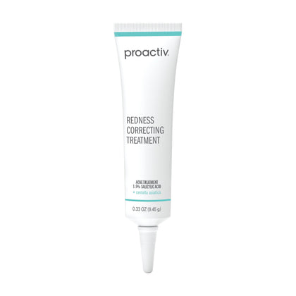 Proactiv front packaging showing product tube and branding, communicates targeted redness control