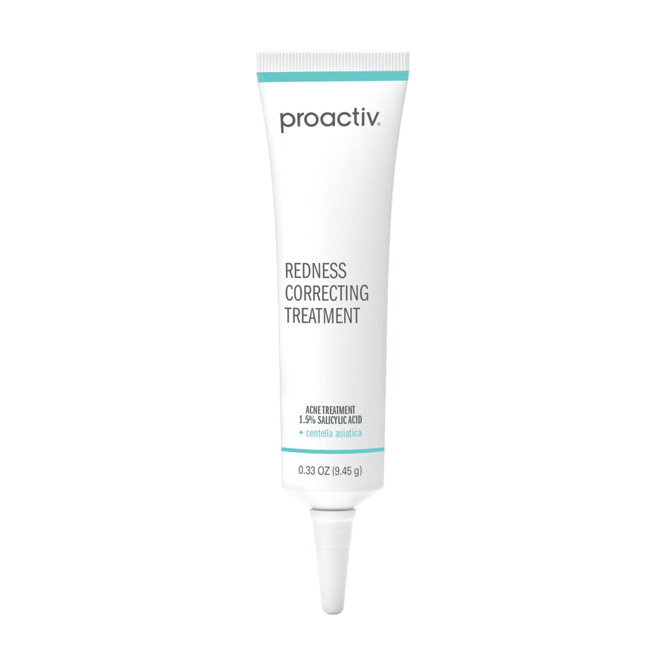 Proactiv front packaging showing product tube and branding, communicates targeted redness control