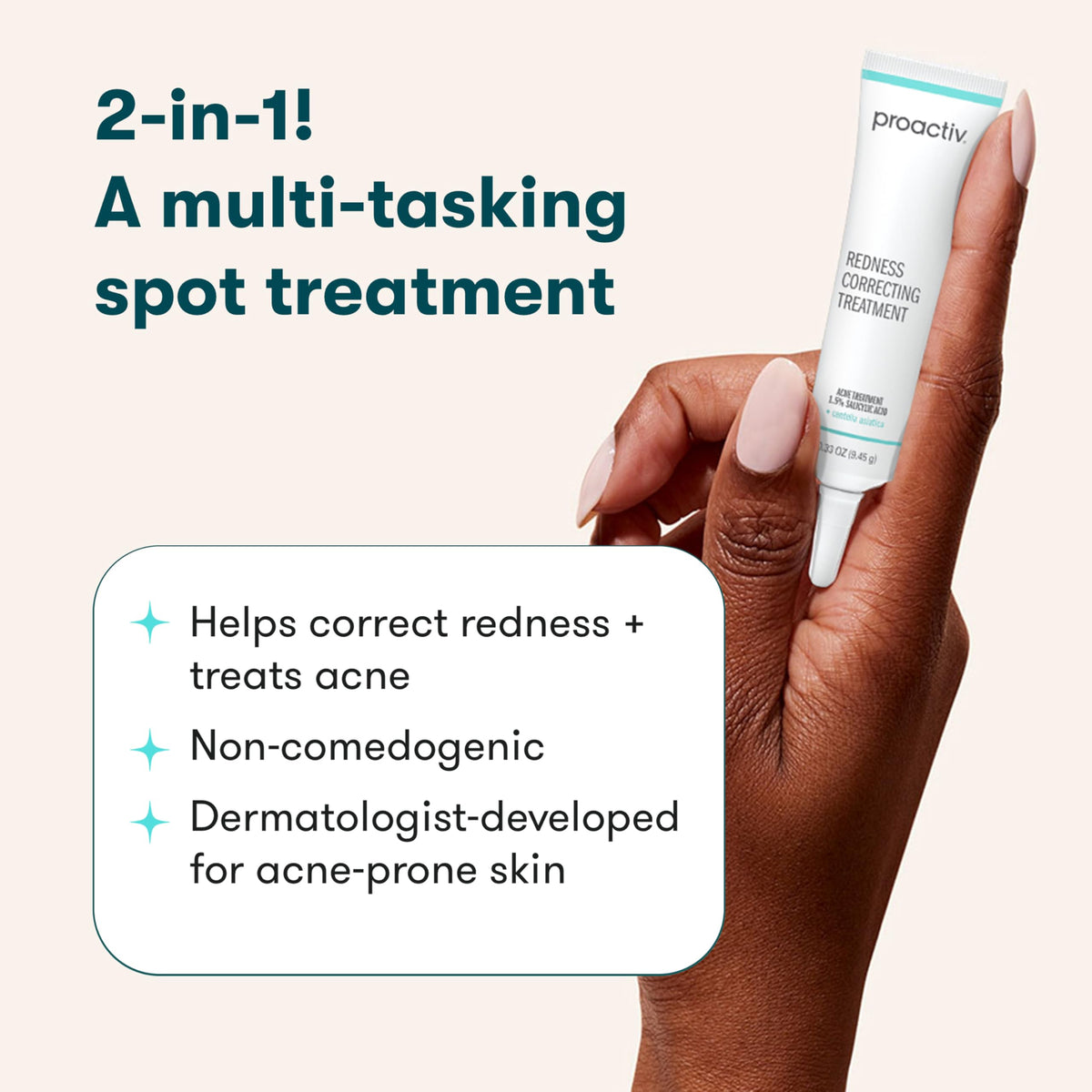 Proactiv texture close-up of green-tinted gel, shows blendable color correction and lightweight feel