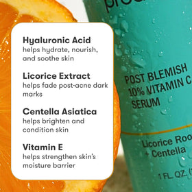 Proactiv ingredient label highlighting vitamin C and hyaluronic acid benefits