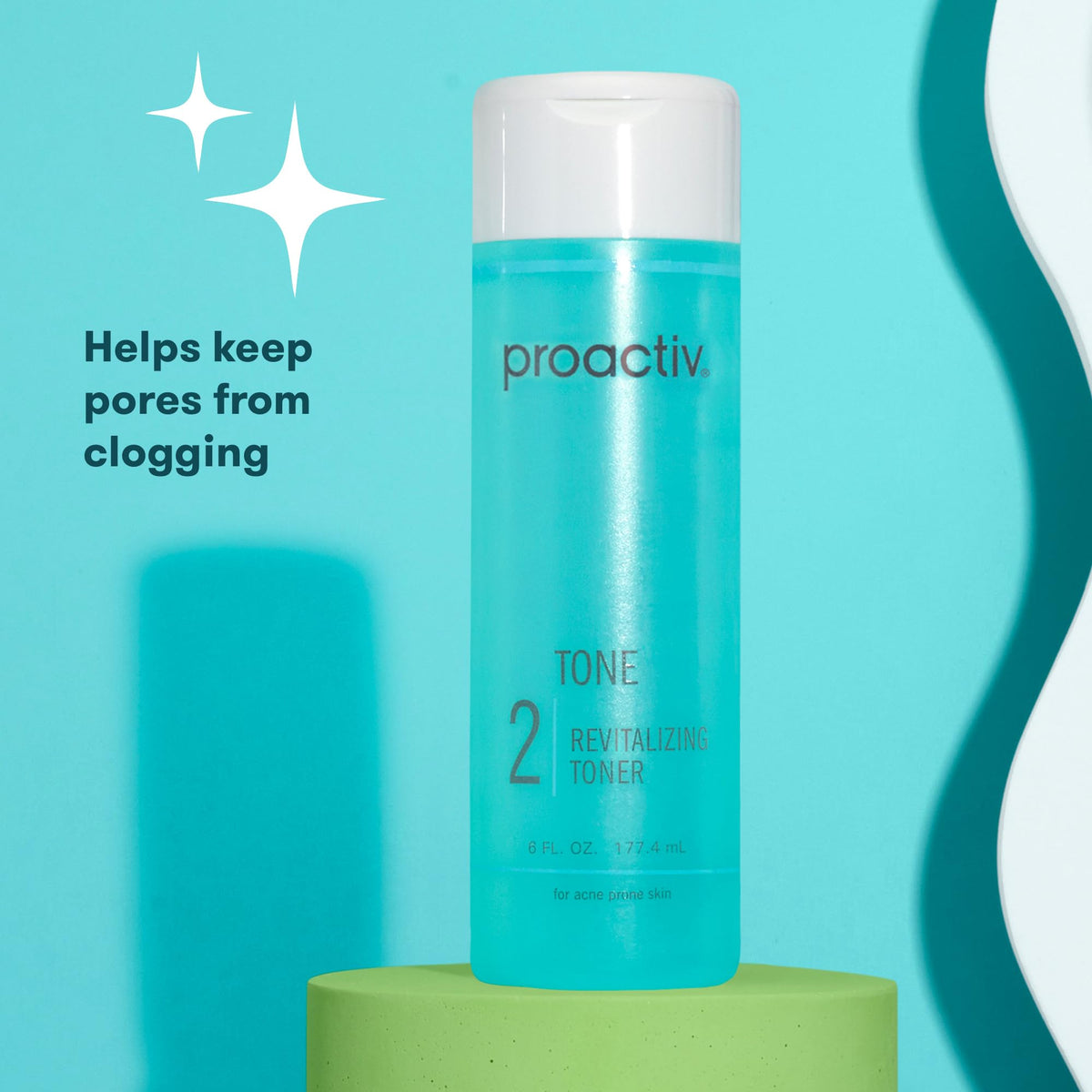 Proactiv toner on bathroom counter in morning routine scene promoting daily skincare benefit