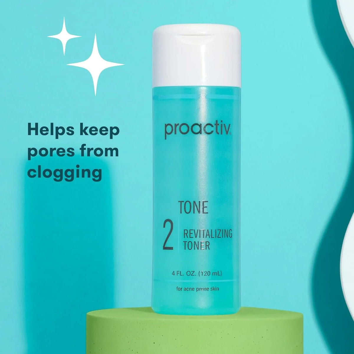 Proactiv close-up of toner texture on skin, shows gentle exfoliation benefit