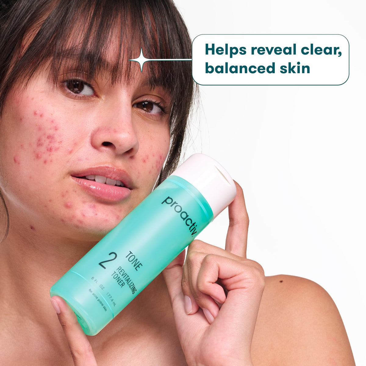 Proactiv toner applied to skin from hand showing gentle feel and quick hydration benefit