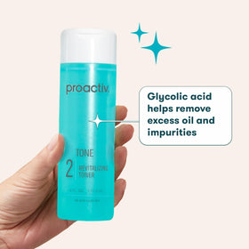 Proactiv toner pouring texture on hand demonstrating lightweight absorption benefit
