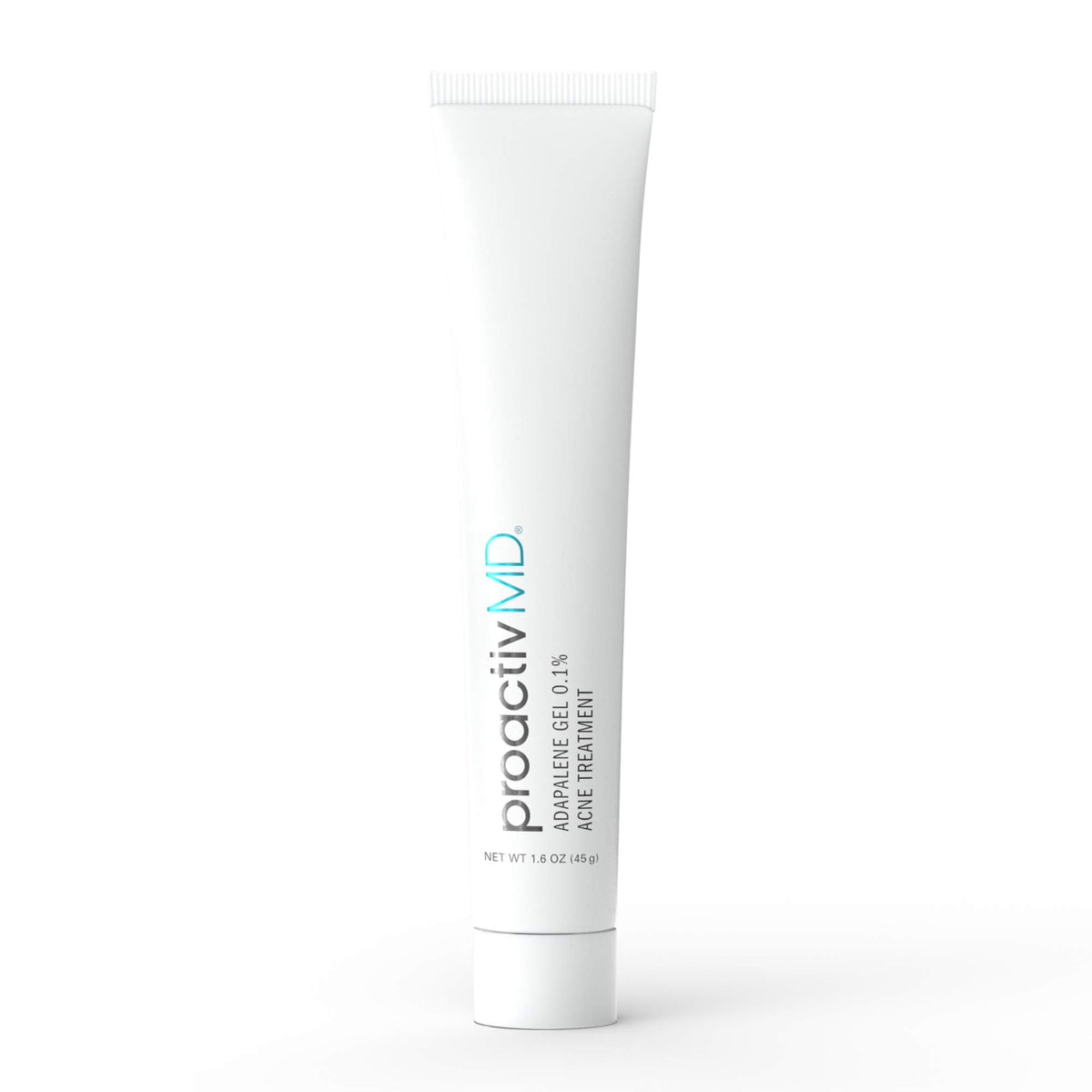 ProactivMD adapalene gel front packaging showing tube and label, clear acne treatment benefit