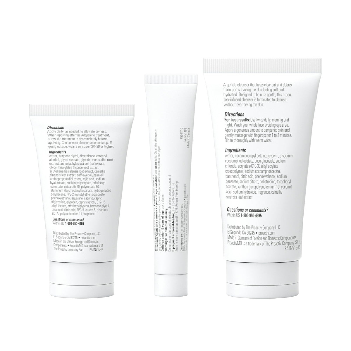 ProactivMD ingredients label closeup showing key soothing and hydrating components