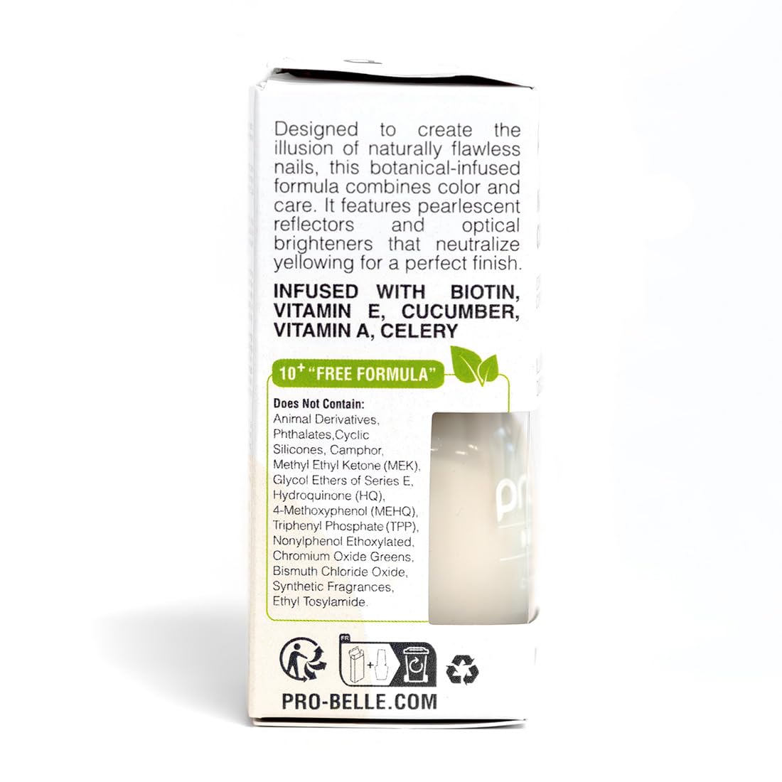 Probelle scale next to coin for size showing compact bottle convenience