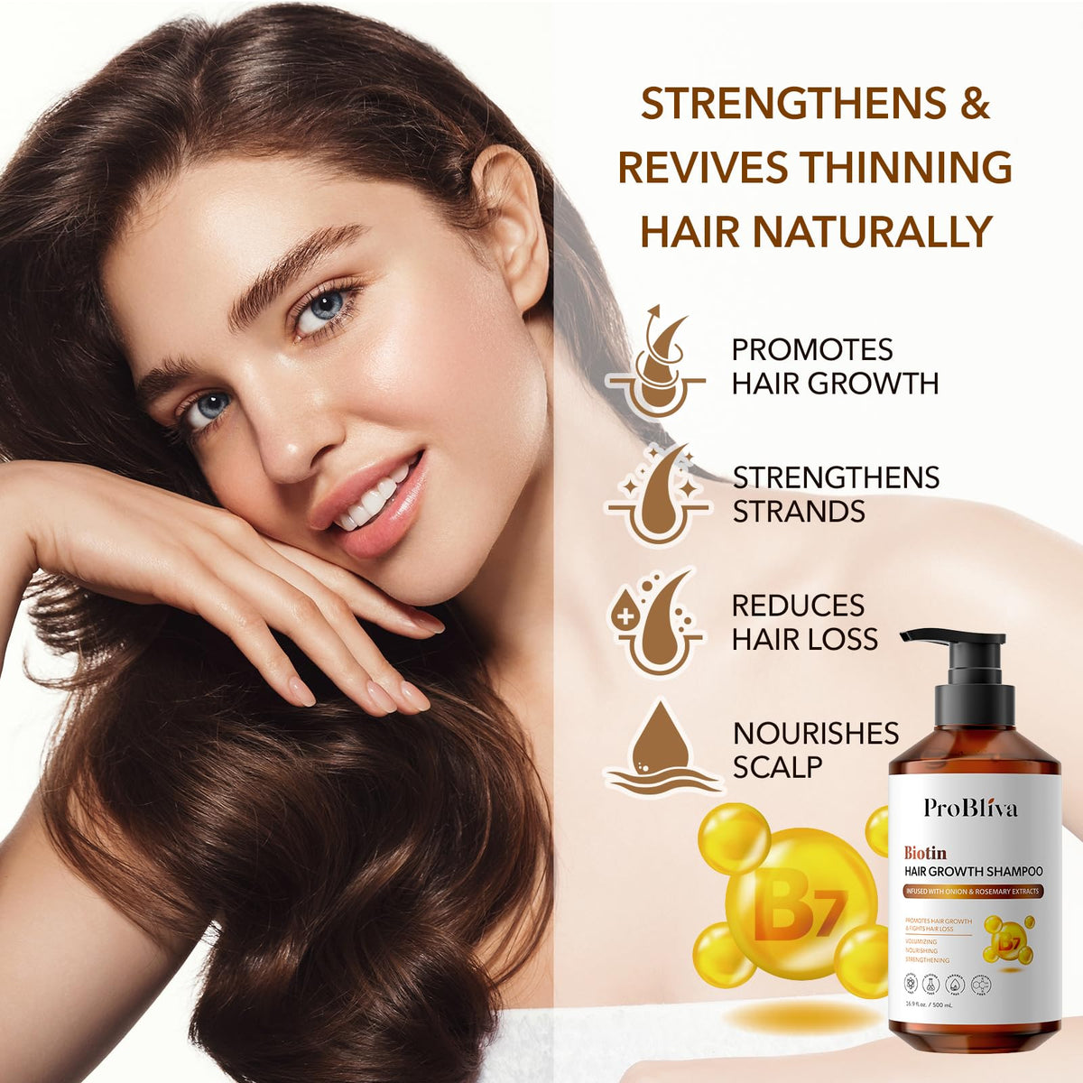 ProBliva shampoo and conditioner on bathroom shelf for daily routine