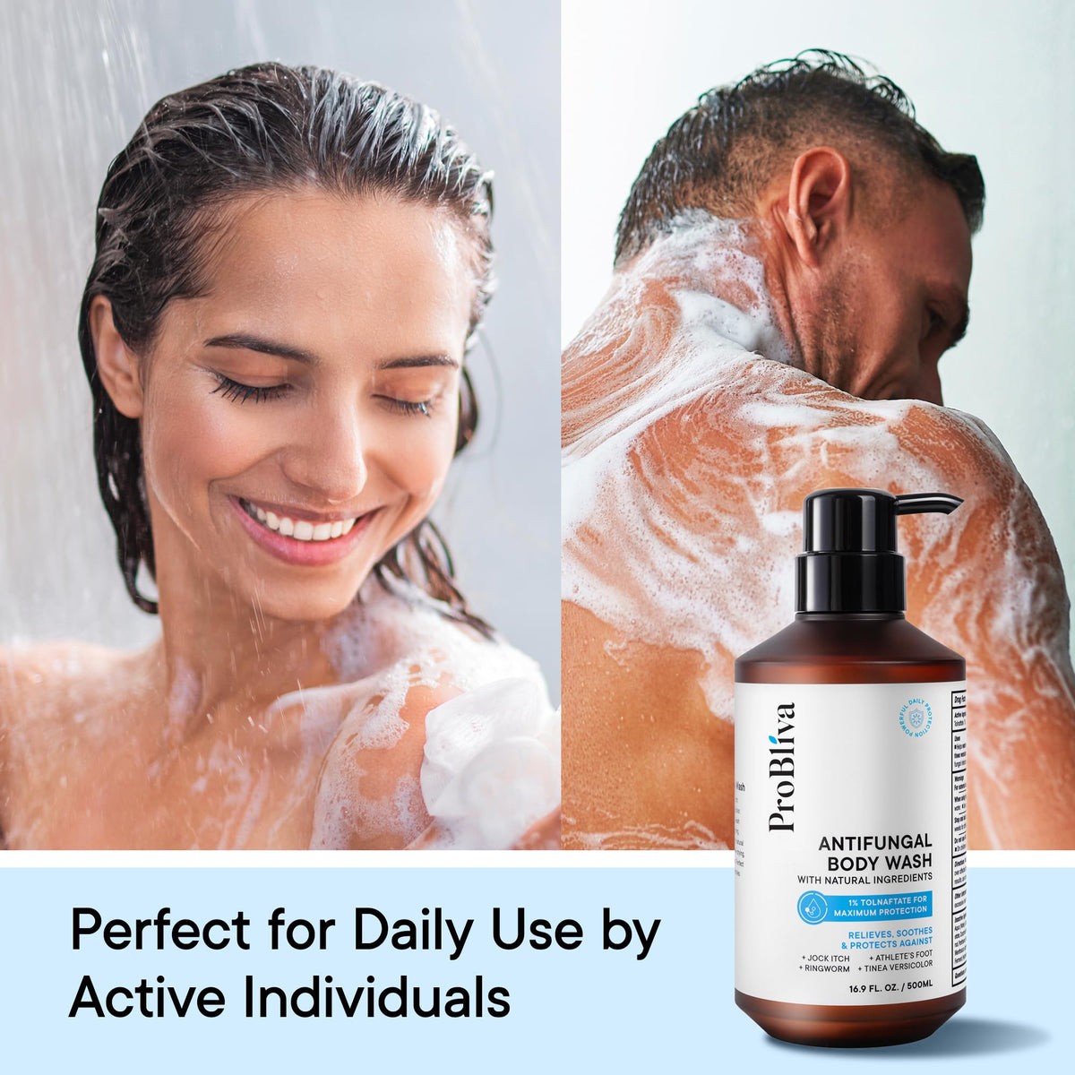 ProBliva used on feet in shower to reduce odor and fungal buildup