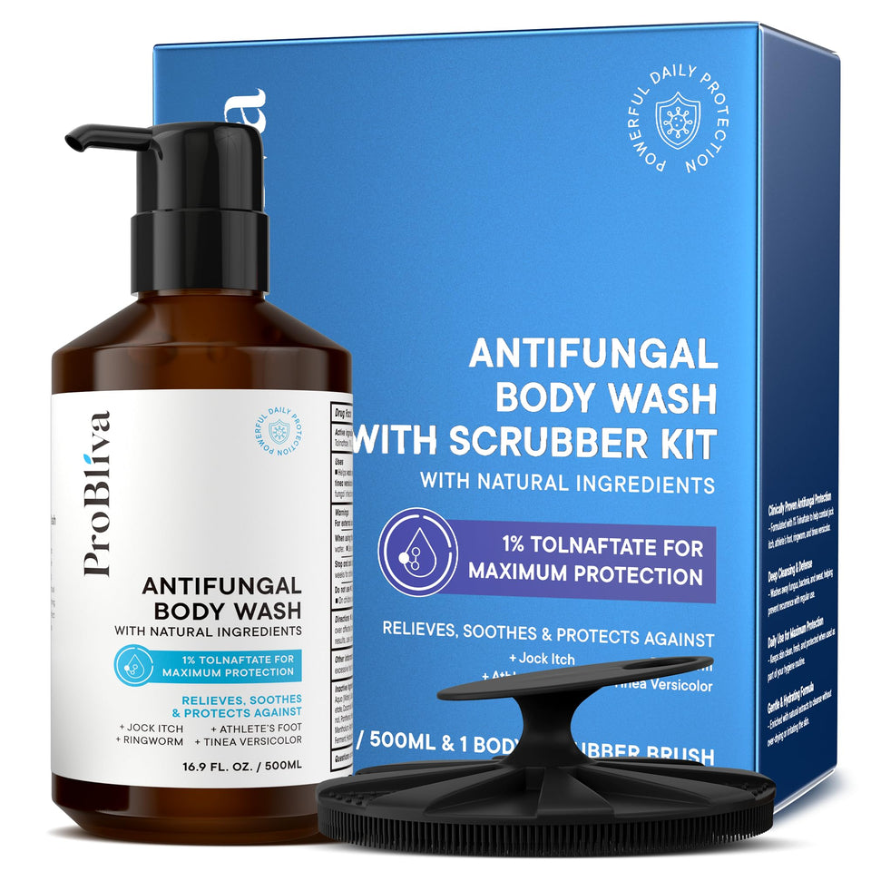 ProBliva front packaging showing antifungal body wash benefits