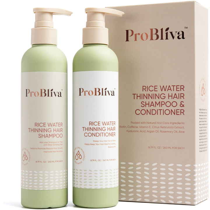 ProBliva front packaging showing shampoo and conditioner, benefits visible
