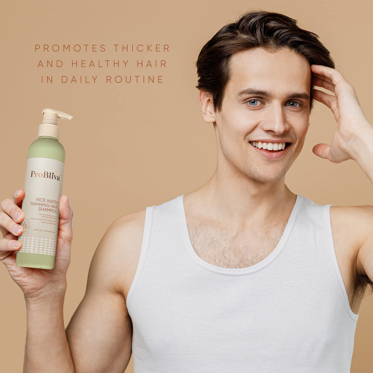ProBliva ingredient label with biotin and caffeine, highlights supportive actives