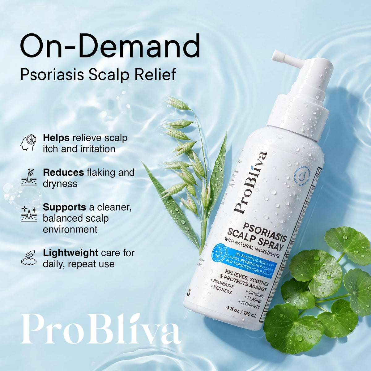 ProBliva precision nozzle close-up for targeted scalp application