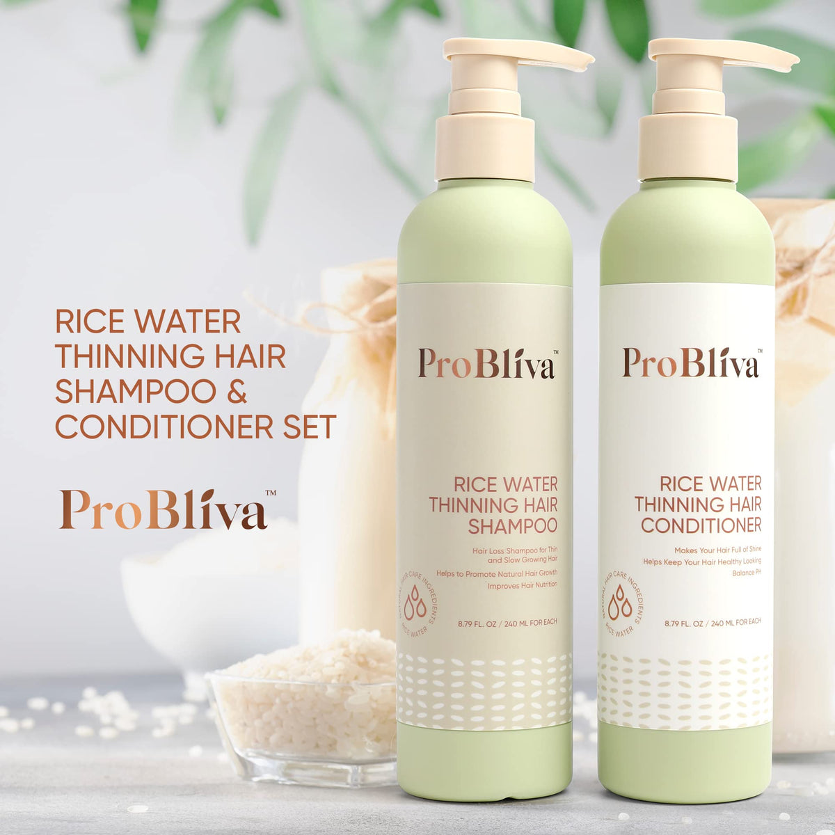 ProBliva rice water with oils composition, emphasizes nourishing formula