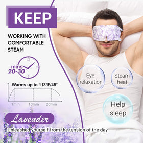 ProCIV mask on model resting to show in-use relaxation and portable warm compress benefit