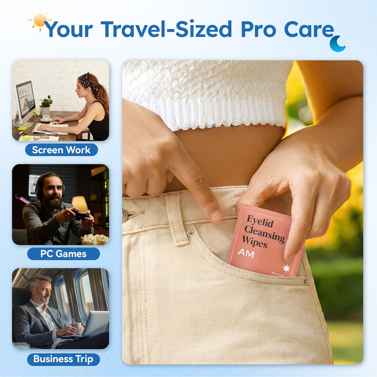 ProCIV wipes held in hands to show size and portability benefit