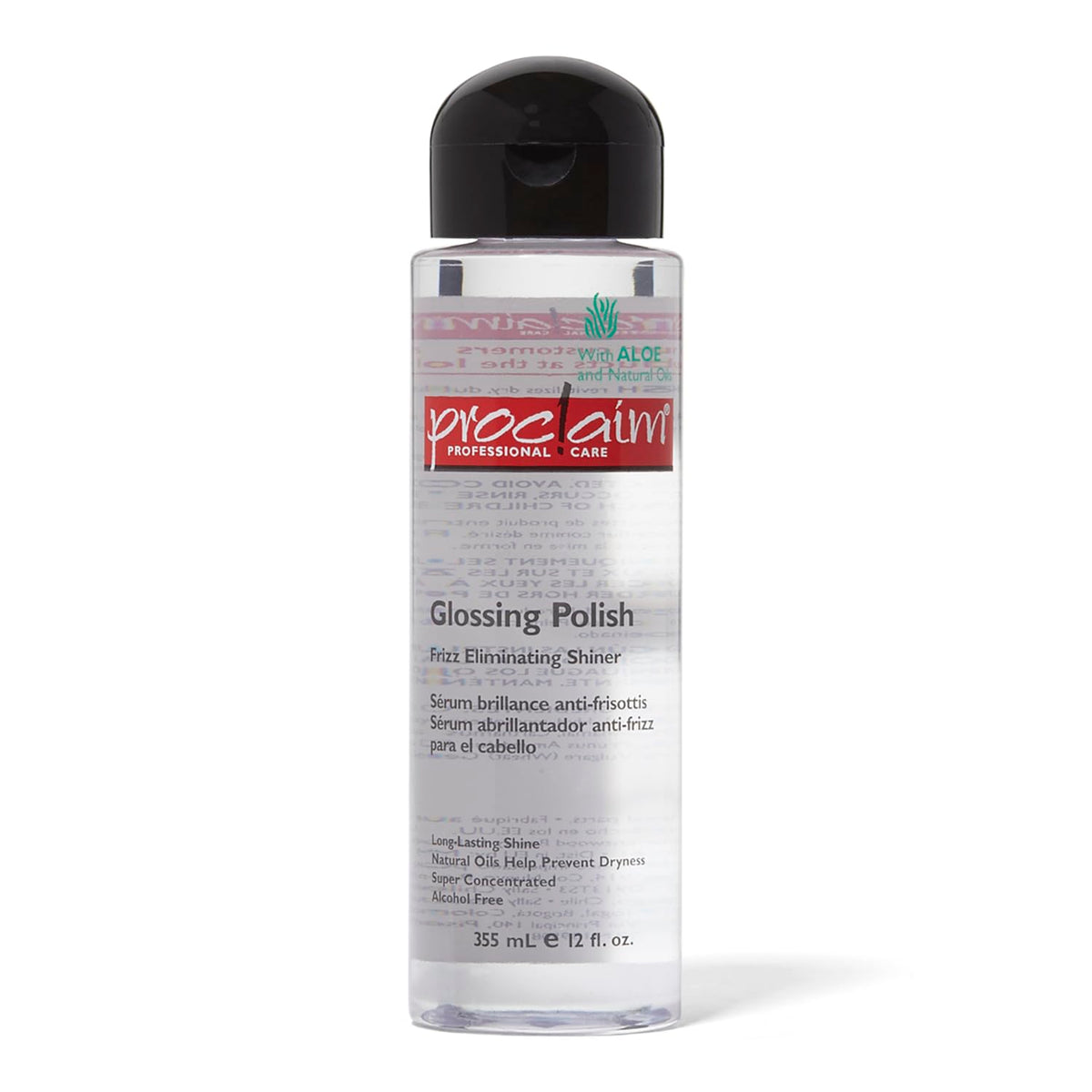 Proclaim front bottle showing label and glossy finish benefit