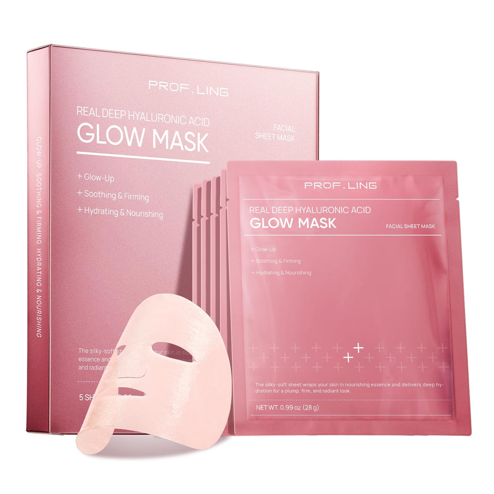 PROF.LING front packaging showing five hydrating masks and clear benefits