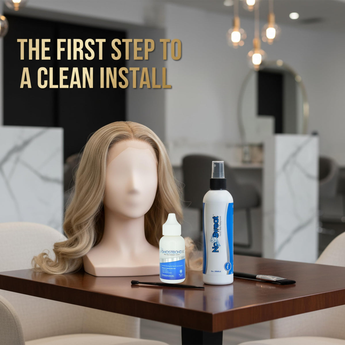 Professional Hair Labs close-up label view highlighting compatibility with all wig adhesives