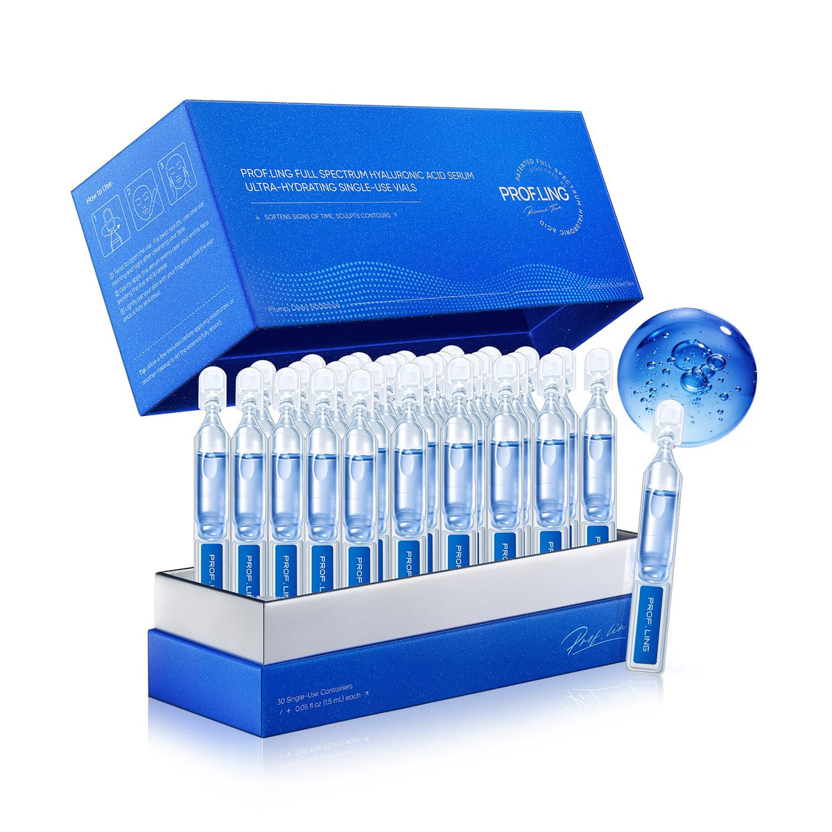 PROFLING front packaging showing 30 single-use vials and hygienic benefits