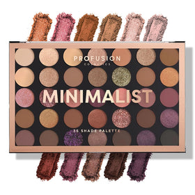 Profusion Cosmetics open palette showing 35 shades and versatile finishes
