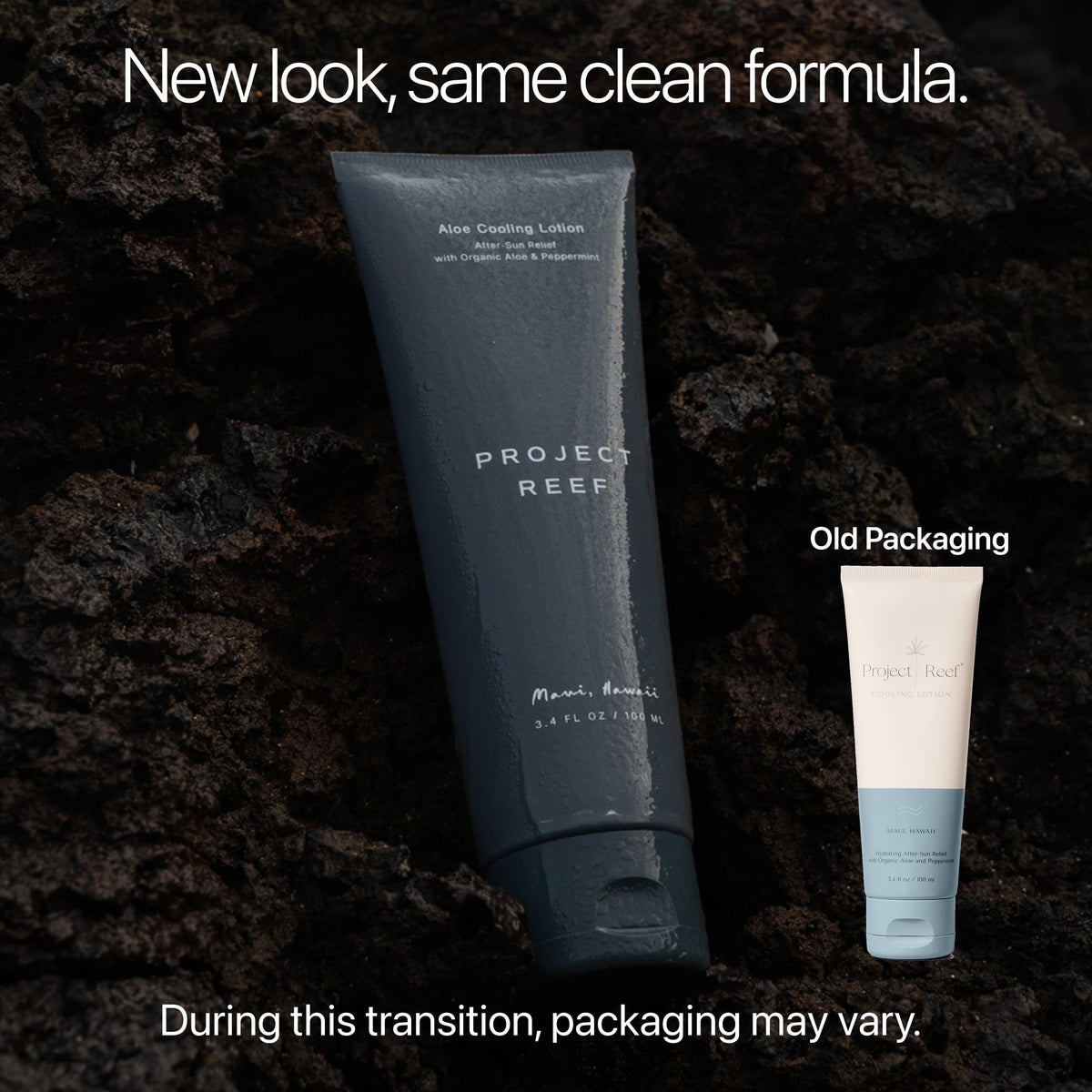 Project Reef label close-up highlighting organic aloe and vegan benefits