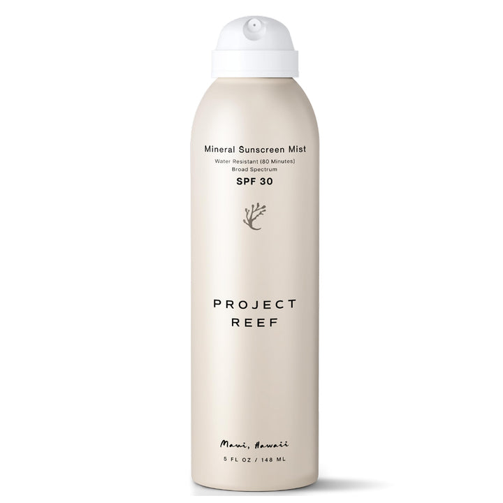 Project Reef front packaging spray showing label and SPF 30 benefit