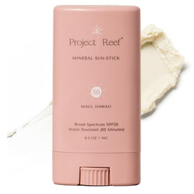 Project Reef stick front view showing compact reef-safe sunscreen portability