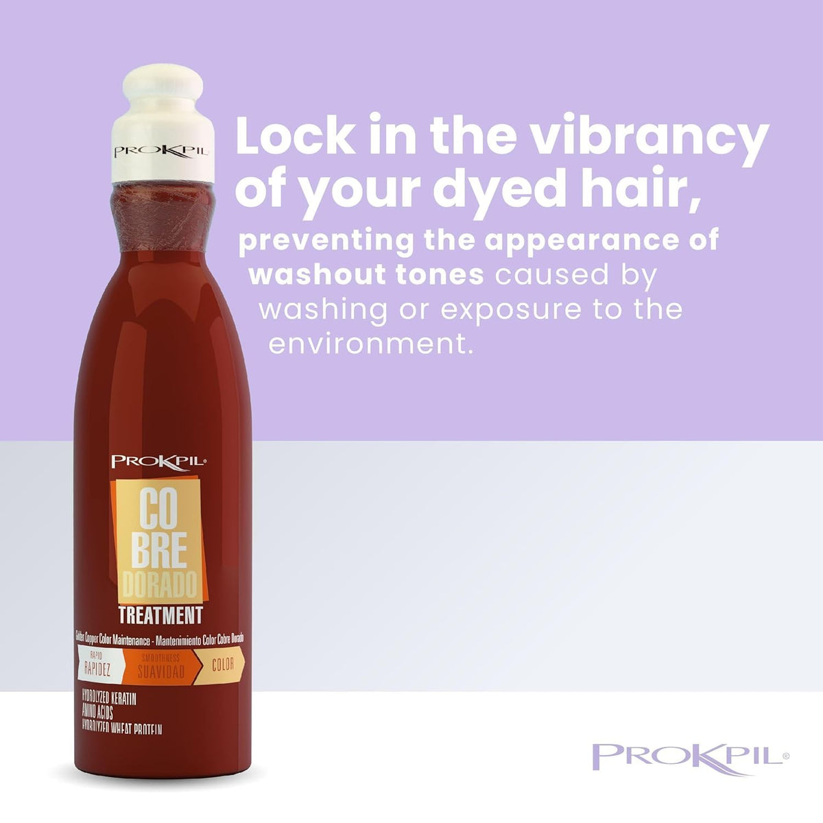 Prokpil before-and-after strands showing revived copper shine and improved texture